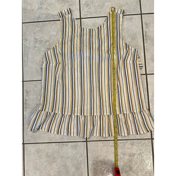 Andree by Unit Women's Sleeveless Yellow Denim Striped Tank Top Blouse Size M - Picture 5 of 7